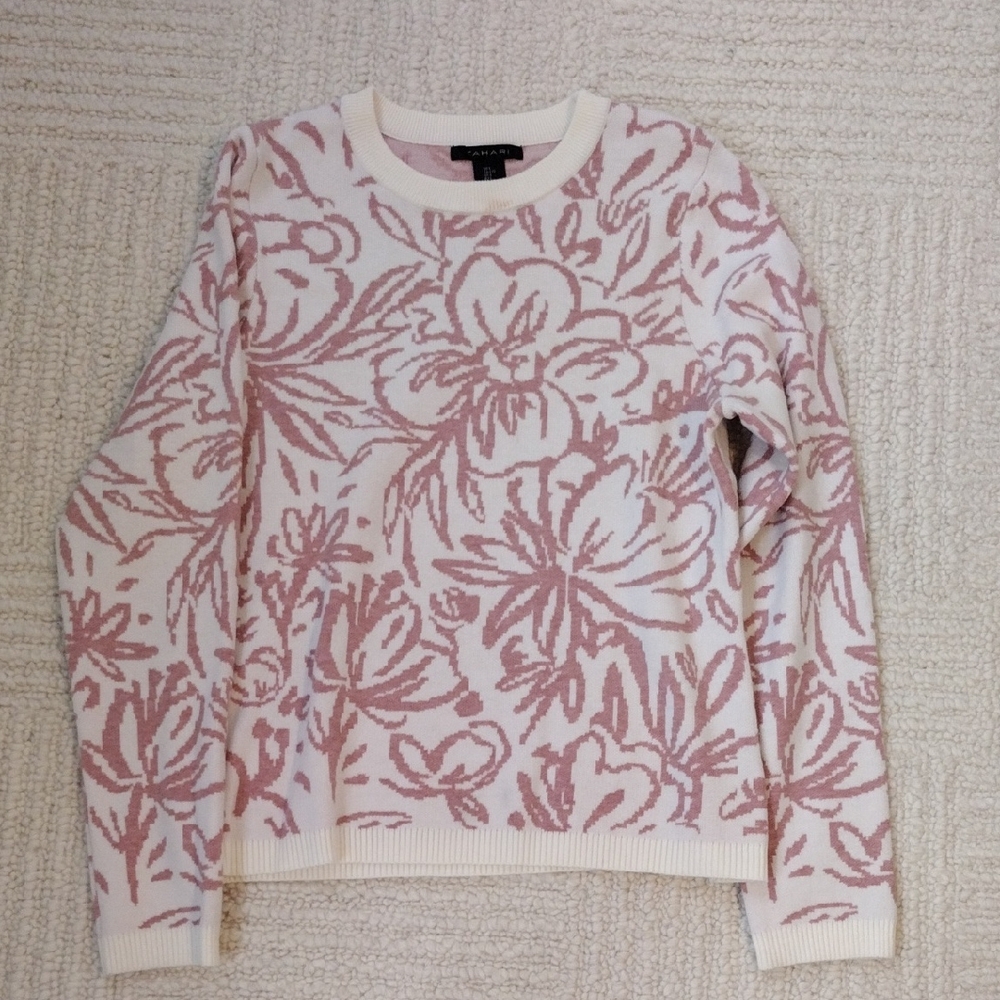 Floral Crewneck Sweater - Blush White